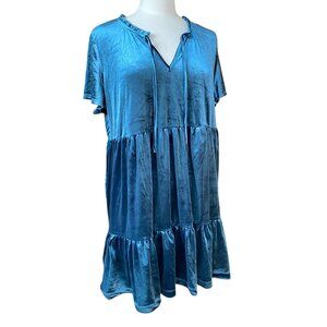 Lauren Conrad Velvet Tiered Dress Ruffle Flowy Whimsigoth Dark Fairy Grunge-XL